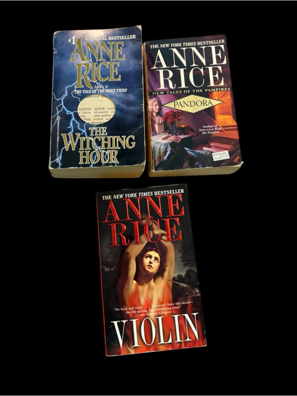 Anne Rice Vintage 90s Paperback Book Lot Violin Pandora Witching Hour